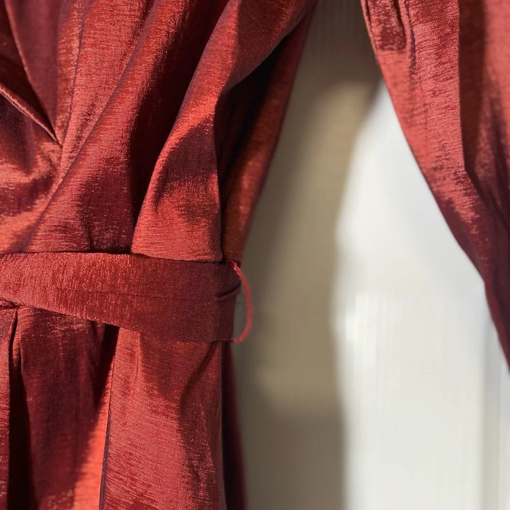 Alex Evenings Metallic Portrait Collar Long Sleeve Dress in Rich Burgundy - Picture 5 of 16